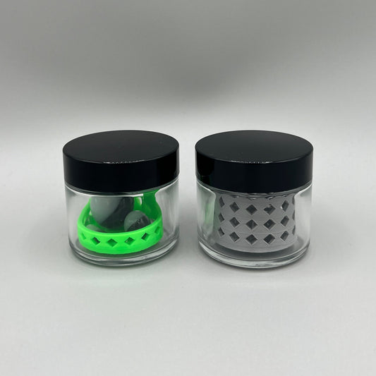 Heady Prints 3D printed green 2oz terp pearl cleaner, tray comparison