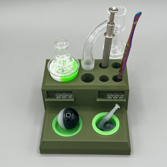 Heady Prints 3D printed green terp pearl station, front view