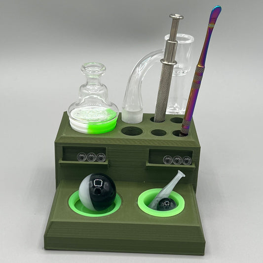 Heady Prints 3D printed green terp pearl station, side view