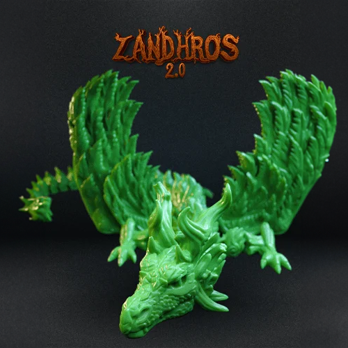 Heady Prints 3D printed Zandhros 2.0 green dragon figurine, desk companion collectible