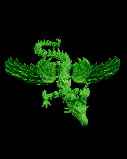 Heady Prints 3D printed Zandhros 2.0 green dragon figurine, side view