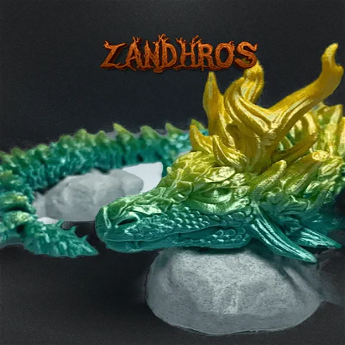 Heady Prints 3D printed Zandhros teal and yellow dragon figurine, desk companion collectible
