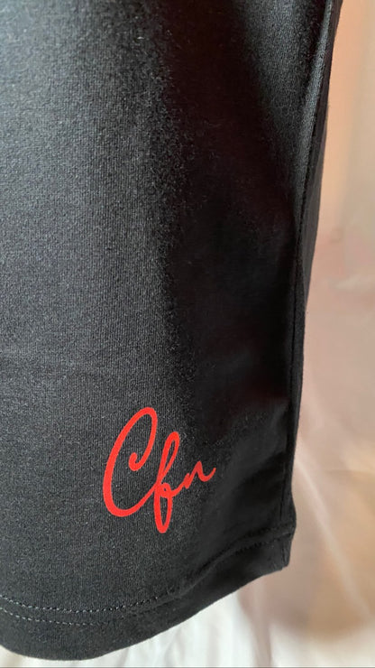 Heady Prints 3D printed black Foreign Luvv shirt, CFN logo front view