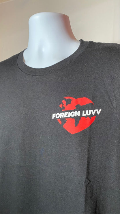 Heady Prints 3D printed black Foreign Luvv shirt, crest logo front view