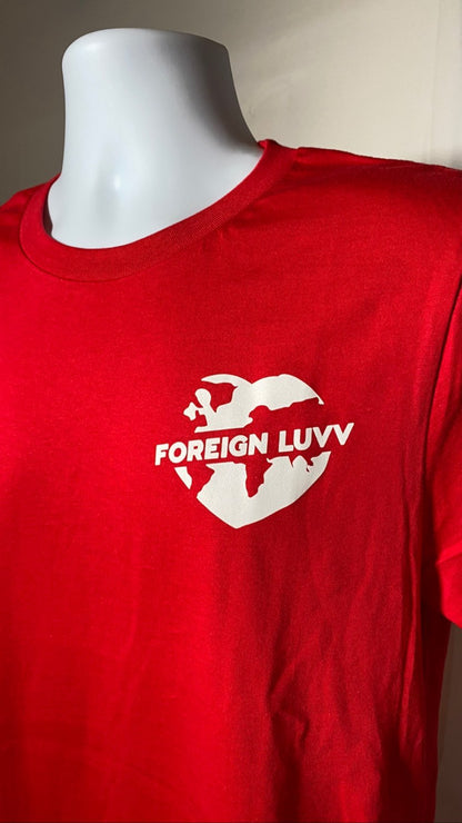 Heady Prints 3D printed red Foreign Luvv shirt, crest logo front view