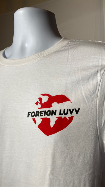 Heady Prints 3D printed white Foreign Luvv shirt, both logos front view