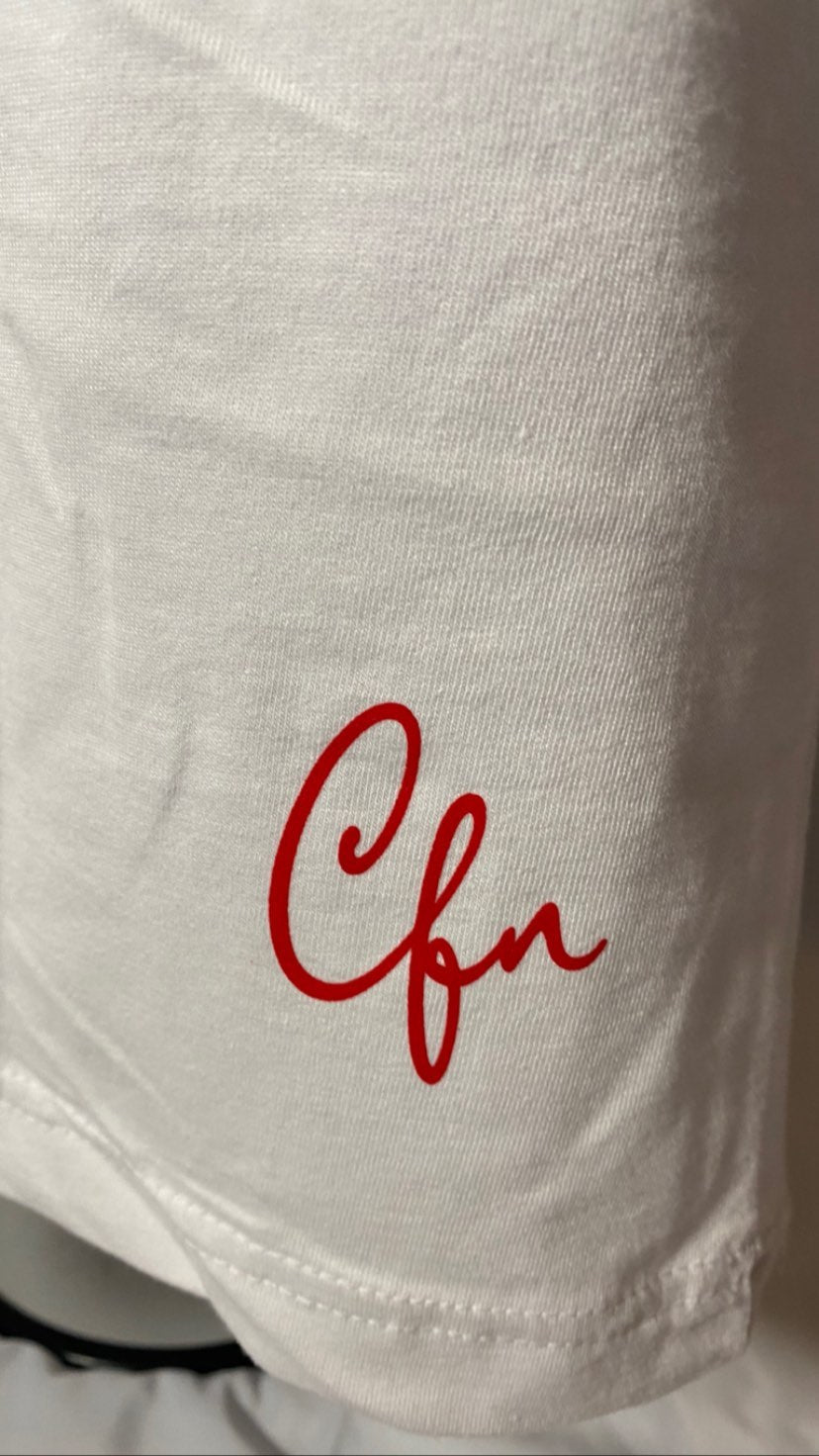 Heady Prints 3D printed white Foreign Luvv shirt, CFN logo front view