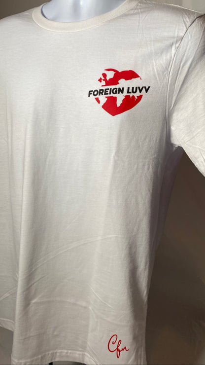 Heady Prints 3D printed white Foreign Luvv shirt, crest logo front view