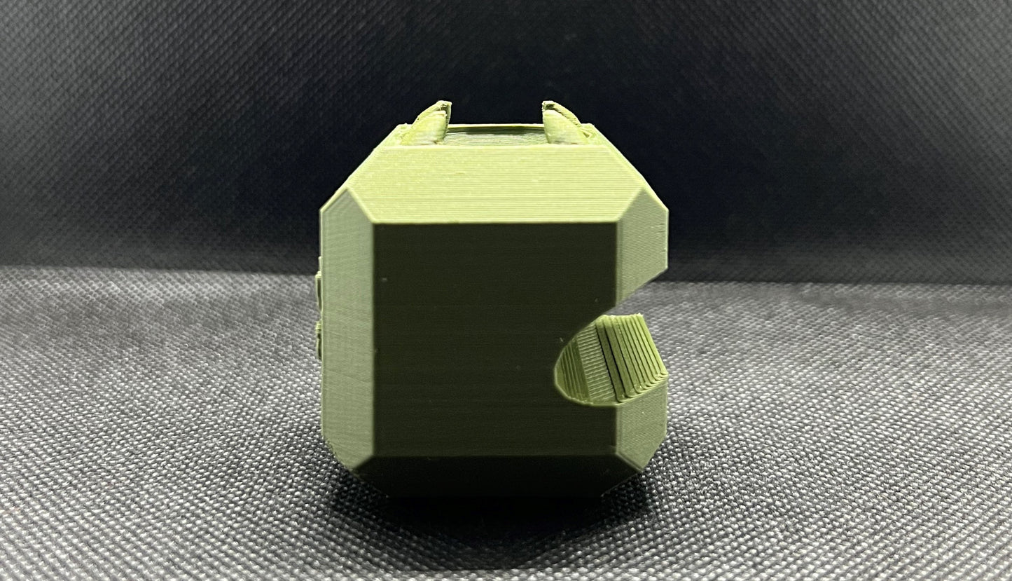 Heady Prints 3D printed green heady cube, dark carb cap close-up