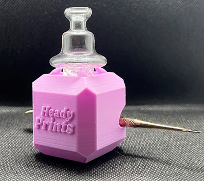 Heady Prints 3D printed pink heady cube, front view