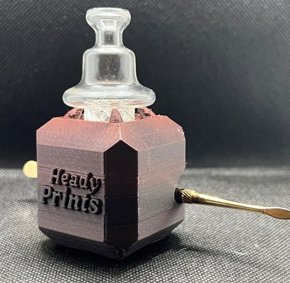 Heady Prints 3D printed pink heady cube, three-quarter view